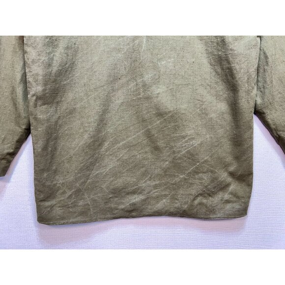 Adolfo International Womens Linen Oversize Jacket Long Sleeve Size M Olive Green - Picture 11 of 11